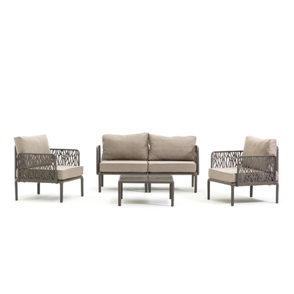 Hoya – set da giardino di design con divano, poltrone e tavolino
