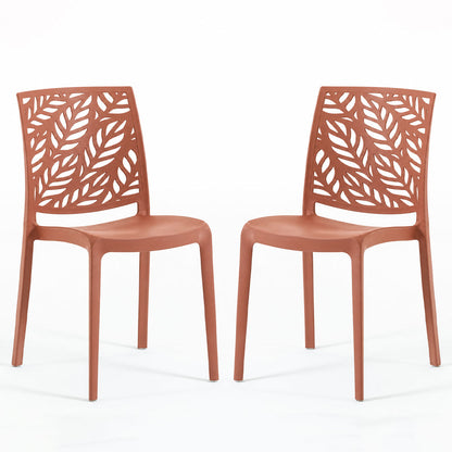 Dafne – sedia in polipropilene con schienale a foglia, colore terracotta