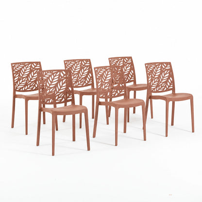 Dafne – sedia in polipropilene con schienale a foglia, colore terracotta